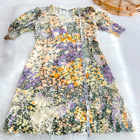 Rails Roma Gardenia Mini Dress Multi Floral Puff Sleeves V-neckline Multi XS - Picture 14 of 15